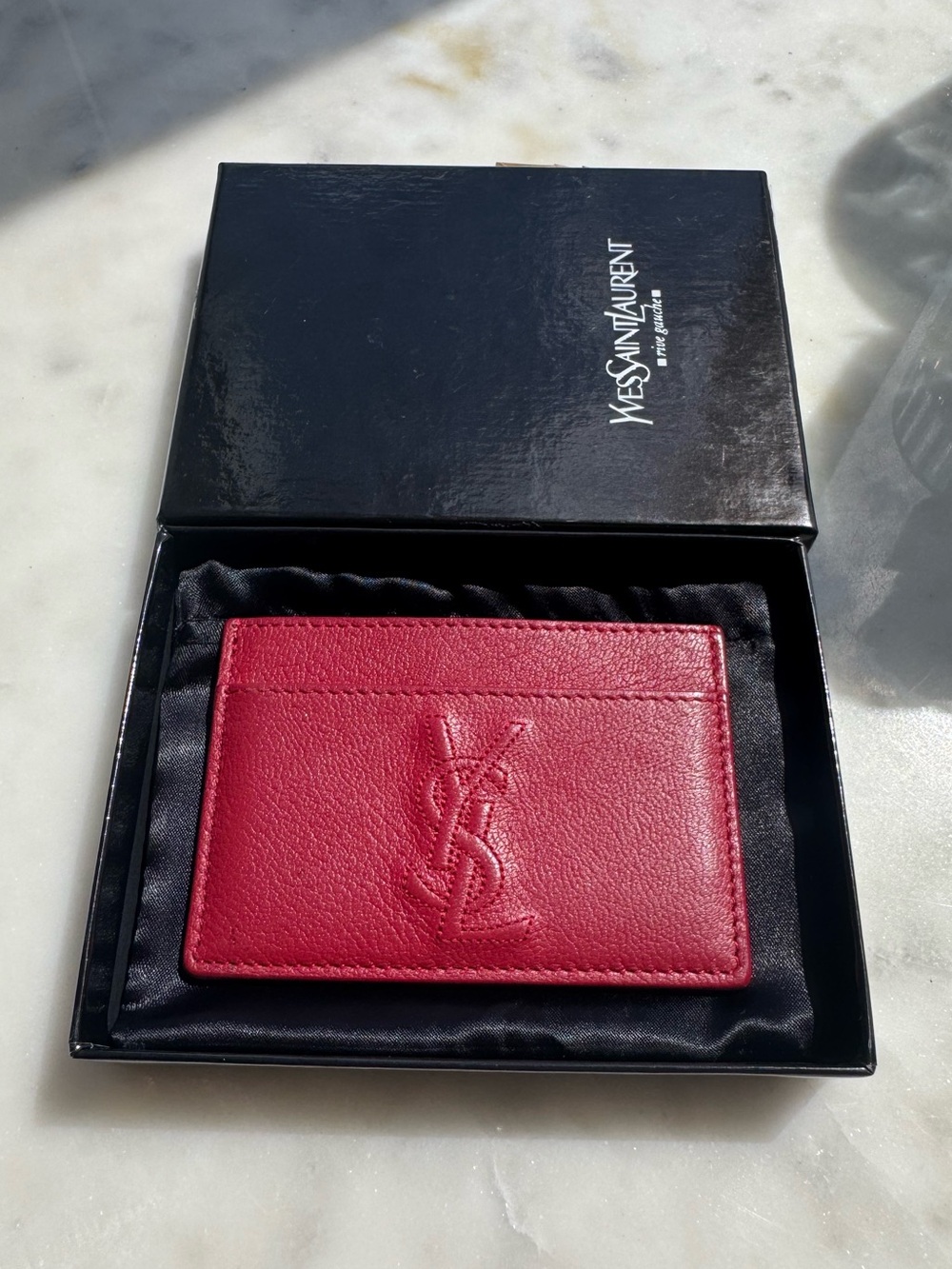 Saint Laurent YSL Pink Leather Monogram Card Holder Wallet